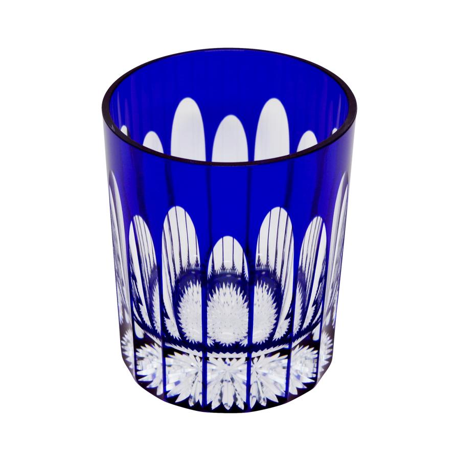 16 Stripes Rocks Glass in Blue