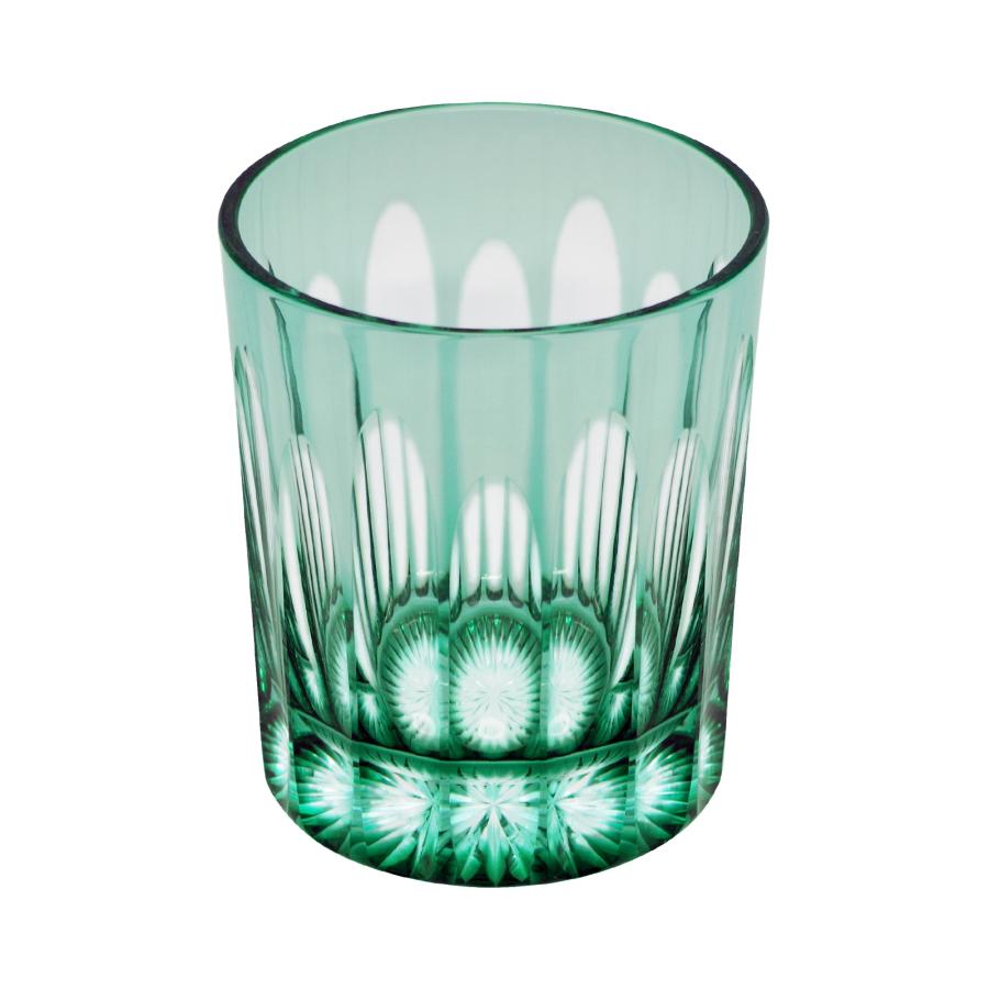 16 Stripes Rocks Glass in Green