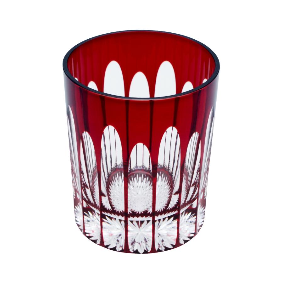 16 Stripes Rocks Glass in Red