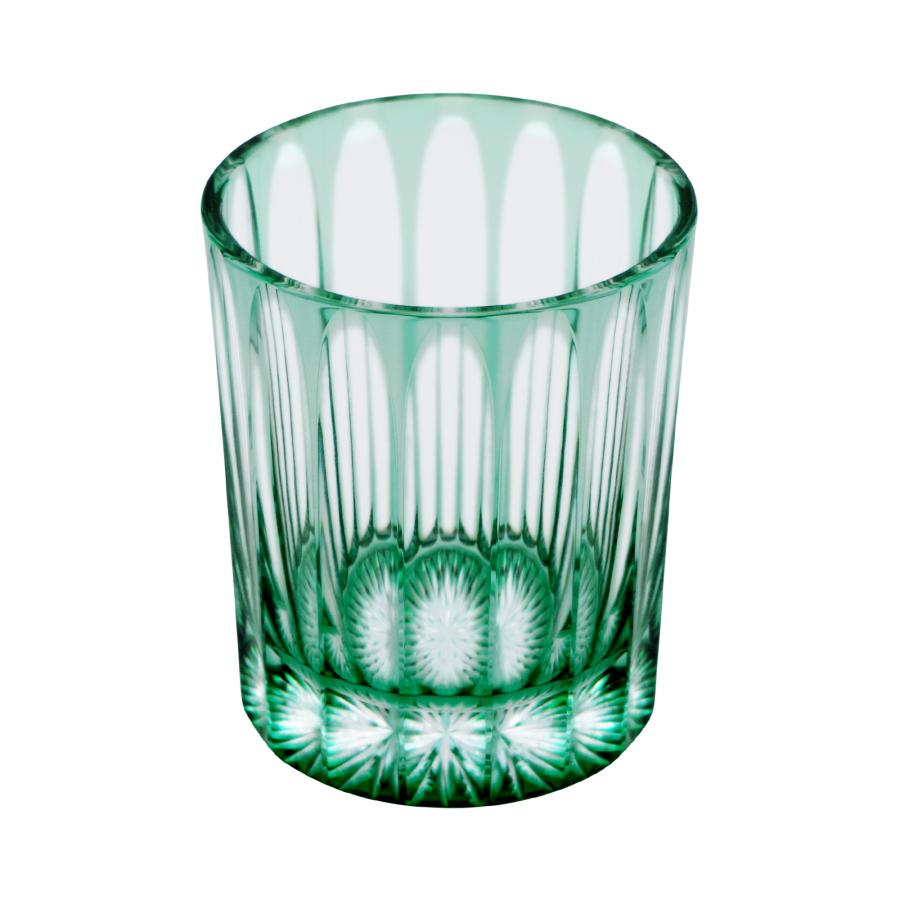 16 Stripes Rocks Glass Type II in Green