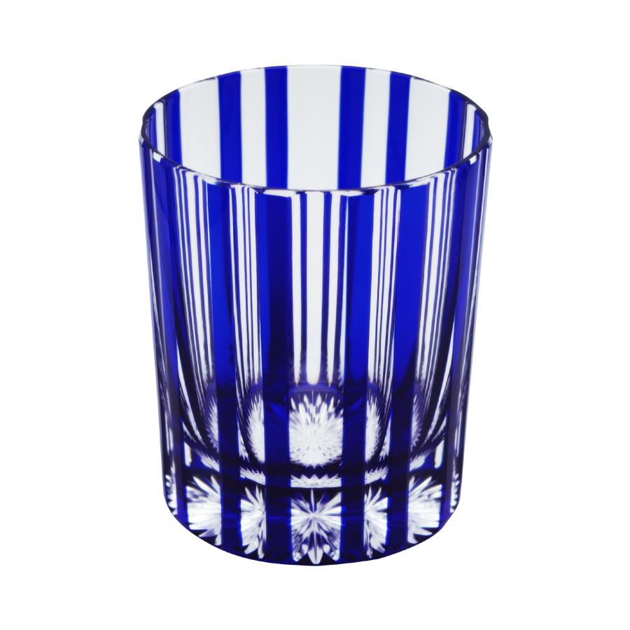 Double-Striped Rocks Glass in Blue