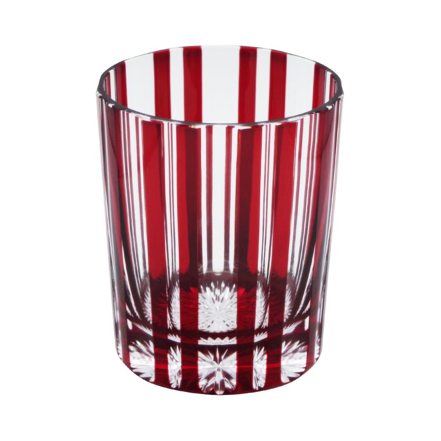 Double-Striped Rocks Glass in Red