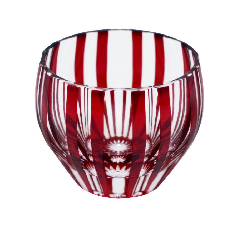 Double-Striped Round Sake Cup in Red