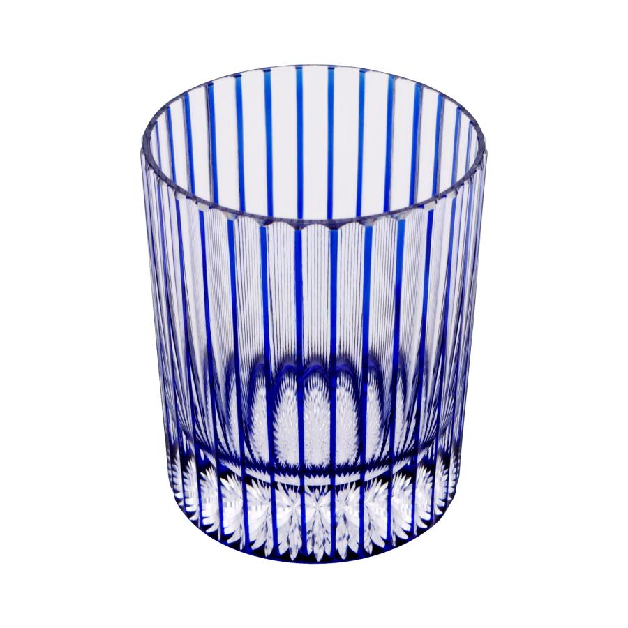 32 Stripes Rocks Glass in Blue