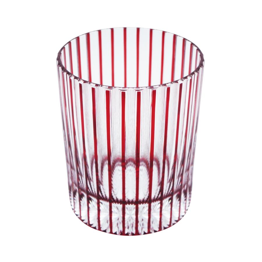 32 Stripes Rocks Glass in Red