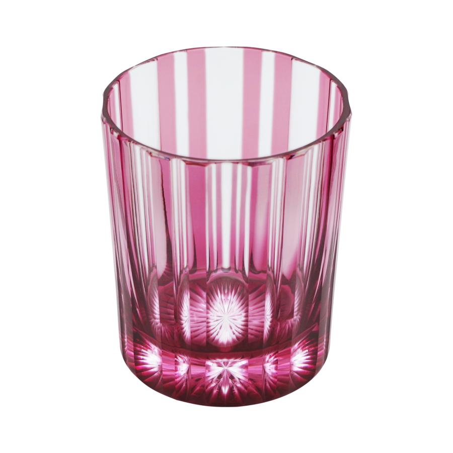 Double-Striped Rocks Glass in Pink