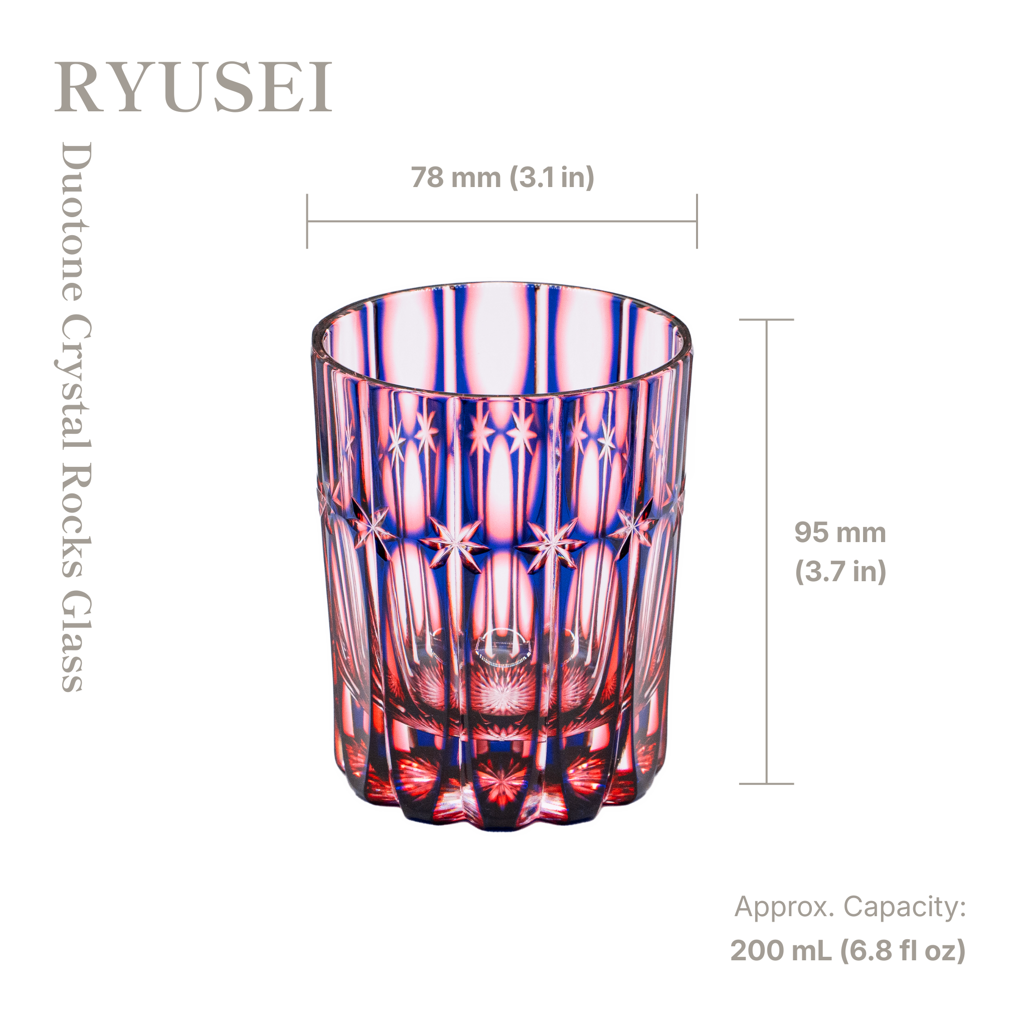 Temma Kiriko | RYUSEI Duotone Crystal Rocks Glass from Japan